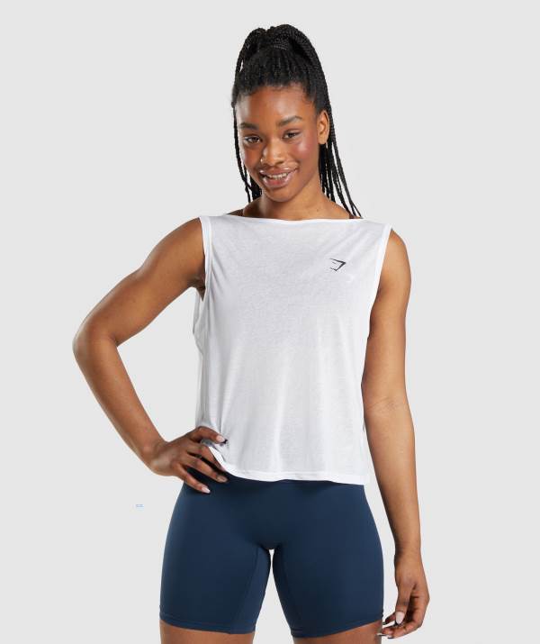 Damske Tielko Gymshark Training Oversized Biele | SP2817063